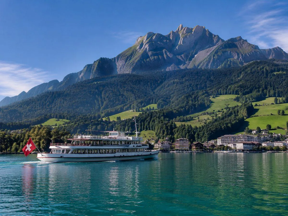 Schiff auf dem Vierwaldstättersee zwischen Alpnachstad und Luzern